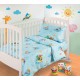 Постельное белье для детей нежно-голубое с пальмами в кроватку