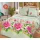 Светло-зеленое постельное белье с розовыми розами - Кружева