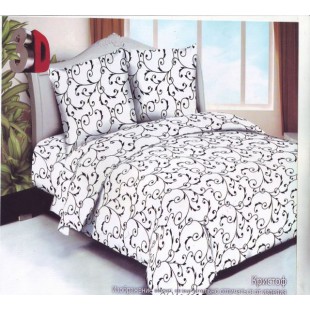 Белое постельное белье с черными узорами из сатина - Кристоф