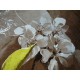 Купить коричневый плед с белым цветком 3D полуторка ткань
