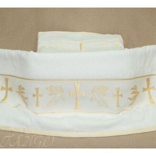 Полотенце для крещения с золотой вышивкой из хлопка