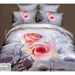 Зимнее постельное белье с расцветкой с лебедями и розами