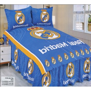 Постельное белье с символикой ФК Реал Мадрид - сатин синяя гамма