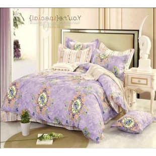 Нежно-фиолетовое постельное белье с бежевым - твил