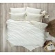 Бело-сливочный набор постельного белья с вязанным покрывалом