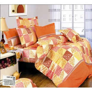 Постельное белье - Разноцветные квадраты твил оранжевого цвета