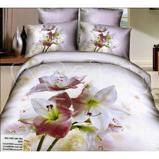 Бледно-розовое постельное белье с цветами на стебле