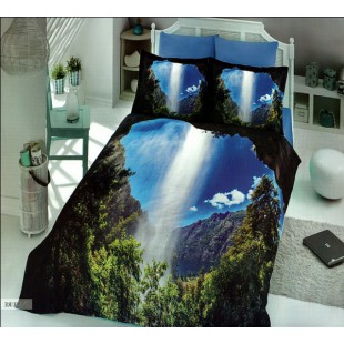 Постельное белье - Горное ущелье с водопадом 3D digital