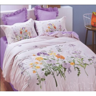 Лавандовое постельное белье в стиле прованс из сатина