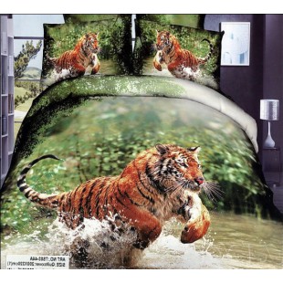 Постельное белье с тигром в брызгах воды сатин