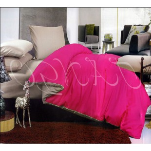 Комбинированное постельное белье серый с розовым сатин 