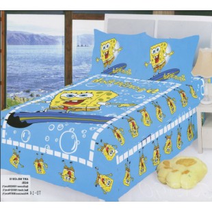 Детское постельное белье со Sponge Bob в голубом цвете сатин