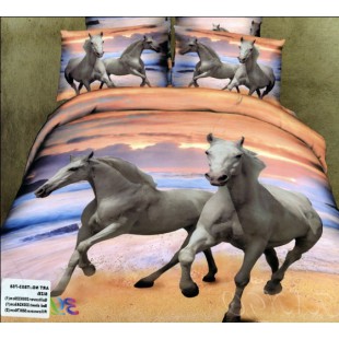 Постельное белье - пара лошадей на закате сатин