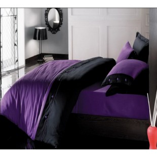 Двухцветное постельное из сатина - черное с сиреневым Cotton box