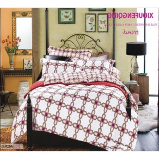 Бело-розовое постельное белье из твила с геометрическим принтом