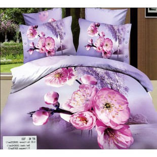 Нежно-сиреневое постельное белье с розовыми цветами сакуры