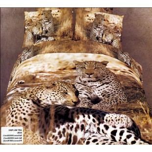 Постельное белье - Семья гепардов на светло-коричневом фоне